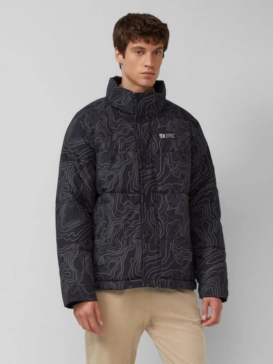 Foto van product Pufferjack met all-over print en corduroy binnenkraag s.Oliver zwart