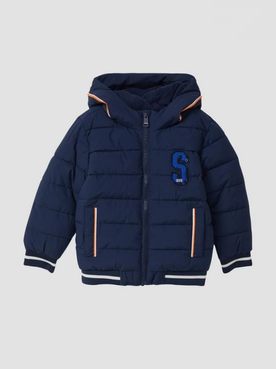 Foto van product Pufferjack met fleecevoering en contrasterende strepen s.Oliver blauw