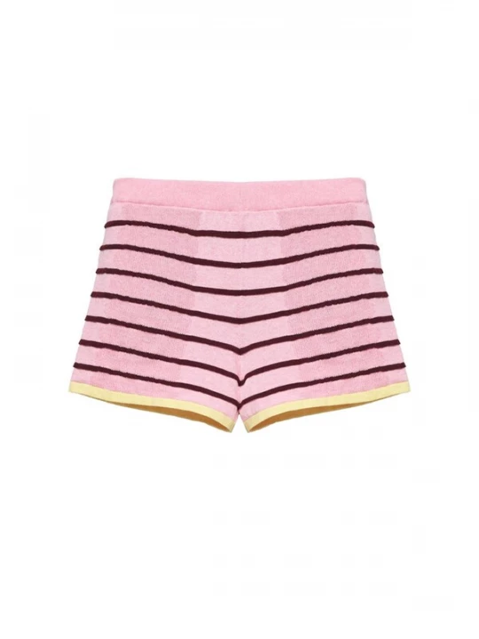 Foto van product Pull&Bear Broek 'PACIFIC TRICOT RAYAS' lichtgeel / cyclaam / rosé