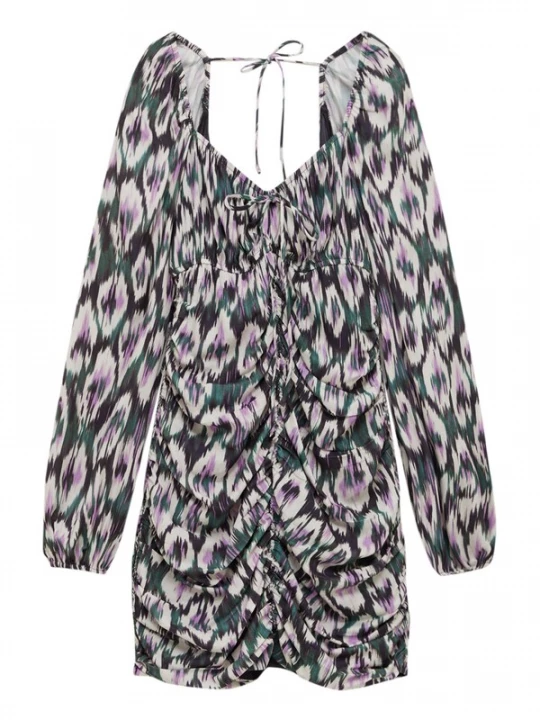Foto van product Pull&Bear Jurk antraciet / groen / lichtlila / wit