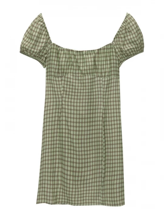 Foto van product Pull&Bear Jurk donkerbruin / groen / wolwit