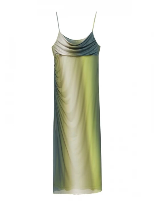 Foto van product Pull&Bear Jurk petrol / pastelgroen / lichtgroen