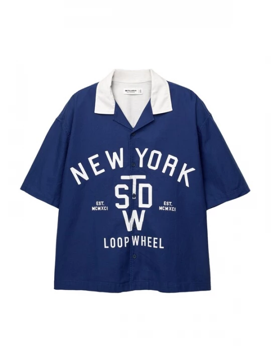 Foto van product Pull&Bear Overhemd nachtblauw / offwhite