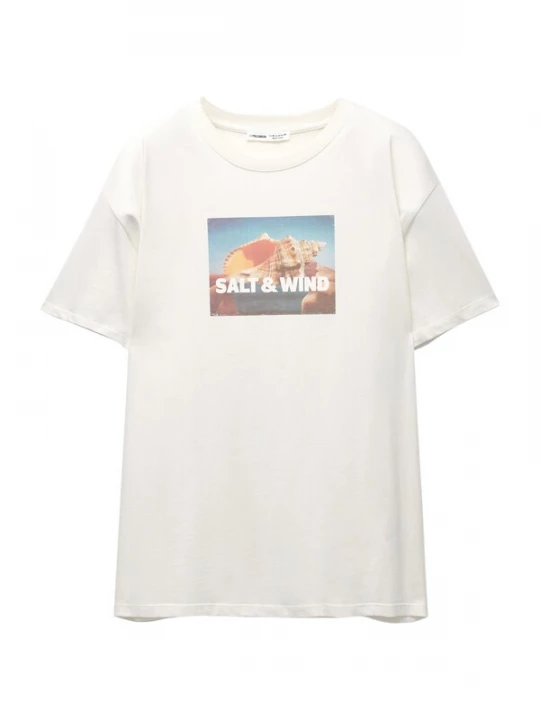Foto van product Pull&Bear Shirt azuur / geel / oranje / offwhite