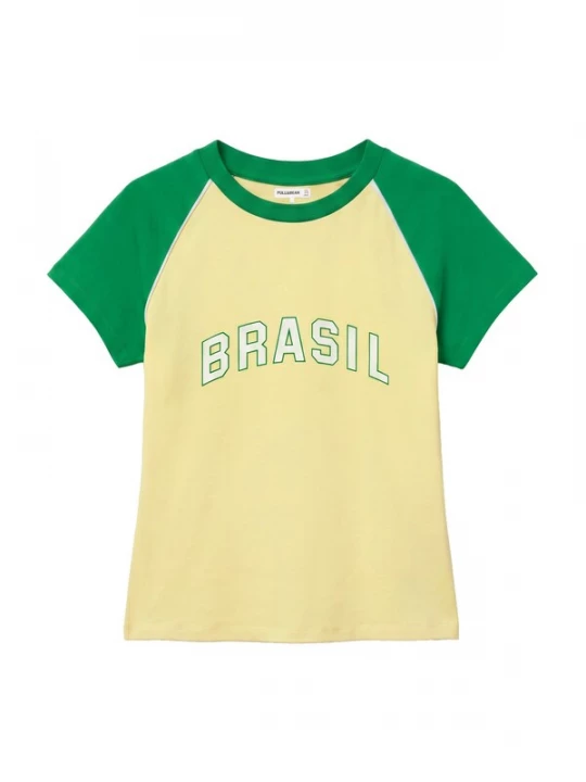 Foto van product Pull&Bear Shirt 'BRASIL' geel / groen / wit