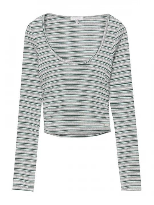 Foto van product Pull&Bear Shirt grijs gemêleerd / smaragd / wit