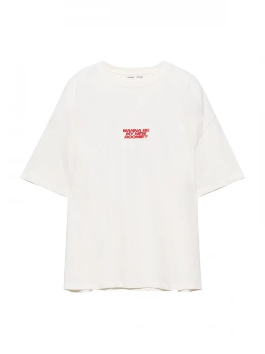 Foto van product Pull&Bear Shirt knalrood / wit