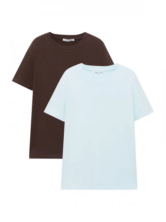 Foto van product Pull&Bear Shirt lichtblauw / chocoladebruin
