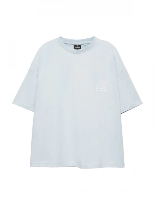 Foto van product Pull&Bear Shirt lichtblauw / geel / grijs / wit