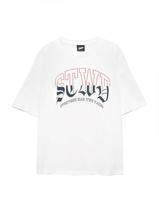 Foto van product Pull&Bear Shirt navy / lichtoranje / wit