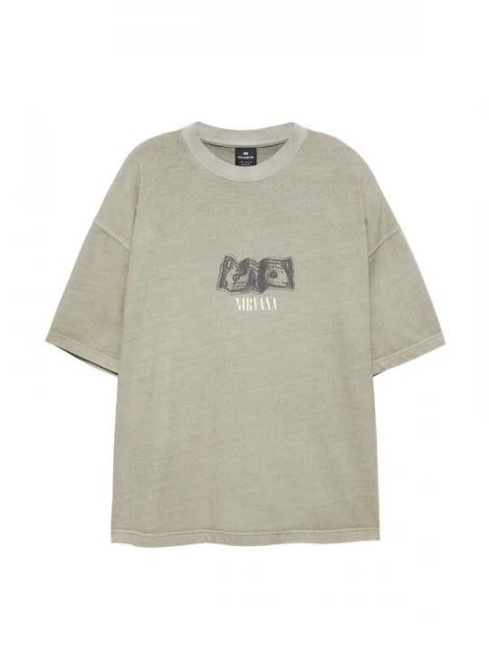 Foto van product Pull&Bear Shirt 'NIRVANA ONE DOLLAR' lichtbeige / kaki / olijfgroen / donkergroen