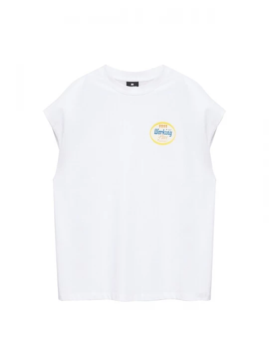 Foto van product Pull&Bear Shirt 'WORKING PLACE' lichtgeel / wit