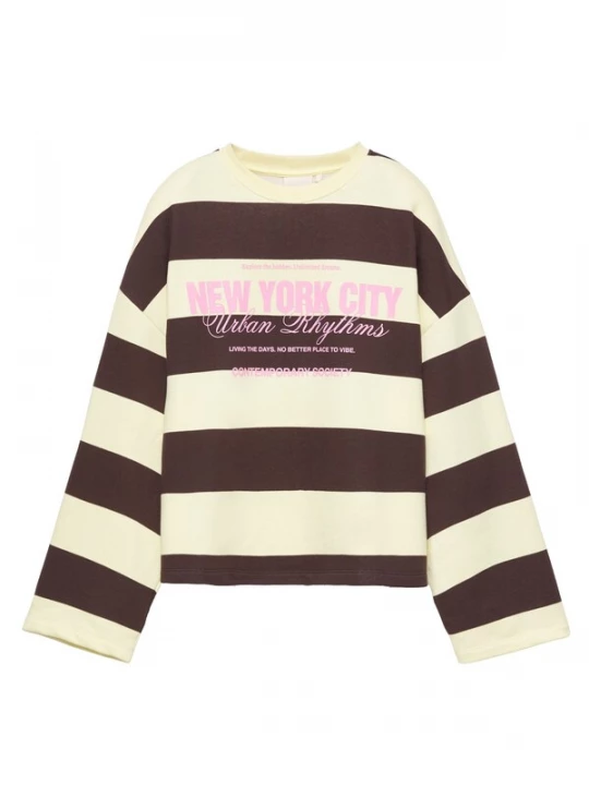 Foto van product Pull&Bear Sweatshirt 'PACIFIC' donkerbruin / lichtgeel / oudroze