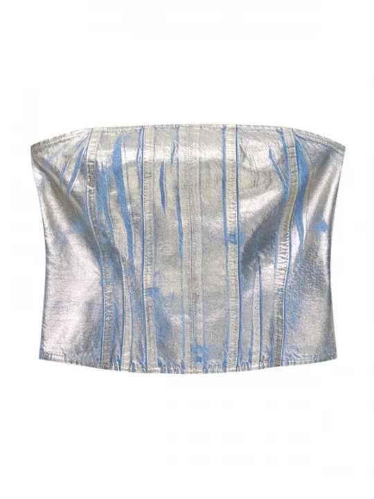 Foto van product Pull&Bear Top blauw denim / goud