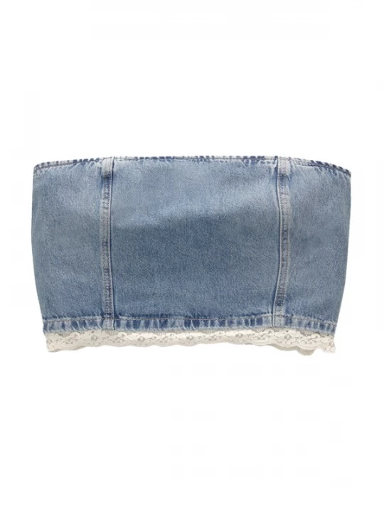 Foto van product Pull&Bear Top blauw denim / wit