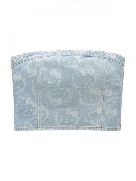 Foto van product Pull&Bear Top blauw denim / wit