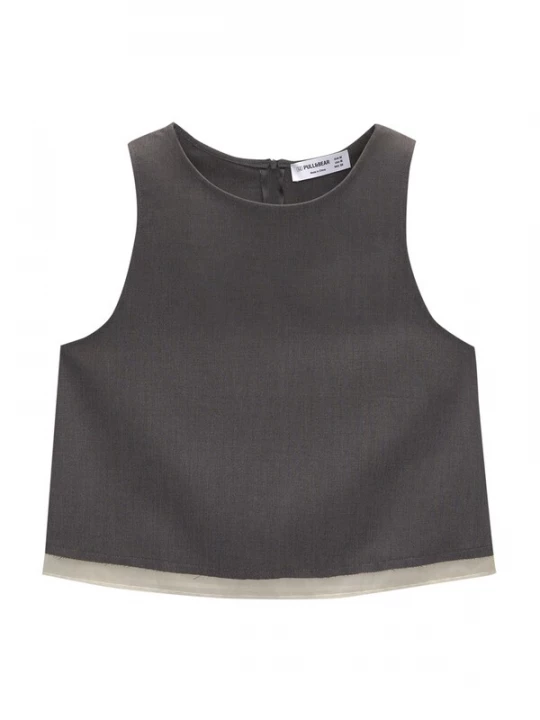 Foto van product Pull&Bear Top donkergrijs / natuurwit