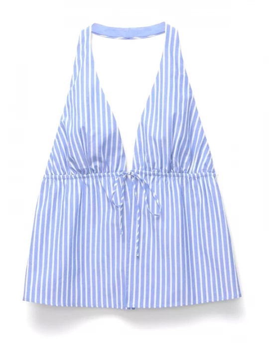 Foto van product Pull&Bear Top pastelblauw / lichtblauw / wit
