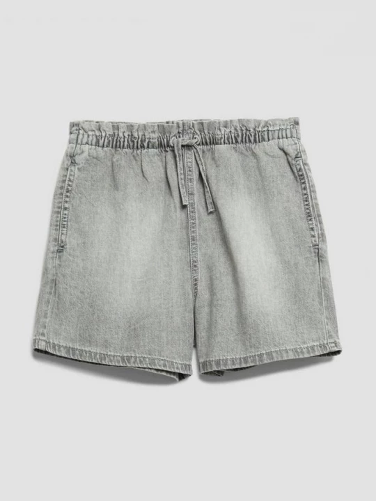 Foto van product Pull-on denim shorts / Losse pasvorm / Hoge stijging / Wijde pijp / Paperbag tailleband s.Oliver grijs