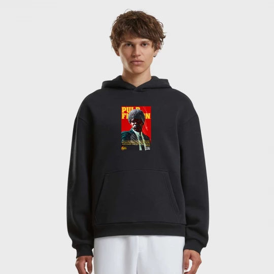 Foto van product Pulp Fiction Jules Magazine Cover Fluffy Hoody Mister Tee zwart