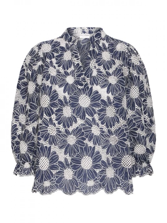 Foto van product Pulz Blouse 'PZADELE' donkerblauw / wit