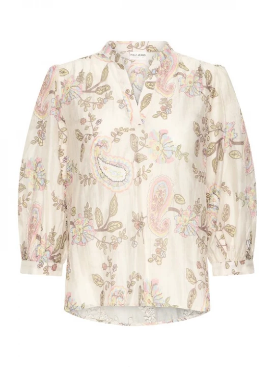 Foto van product Pulz Blouse 'PZBeckett' lichtblauw / lichtbruin / pastelroze / offwhite