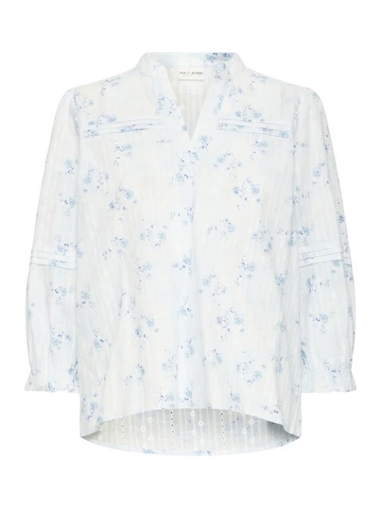 Foto van product Pulz Blouse 'PZBELLAROSE' blauw / wit