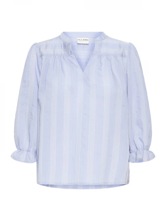 Foto van product Pulz Blouse 'PZCHEILA' hemelsblauw / wit