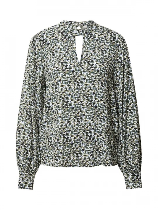 Foto van product PULZ Jeans Blouse 'CAROK' navy / kaki / zwart / wit