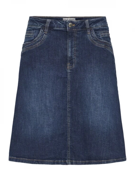 Foto van product Pulz Rok 'PZKATJA' blauw denim