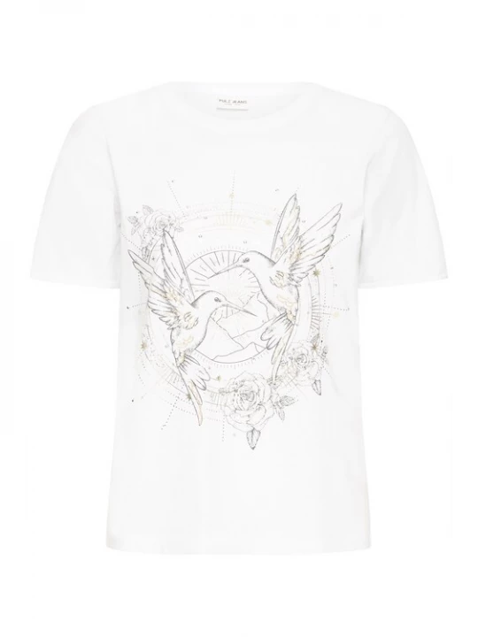 Foto van product Pulz Shirt 'PZAdabelle' mosterd / donkergrijs / wit