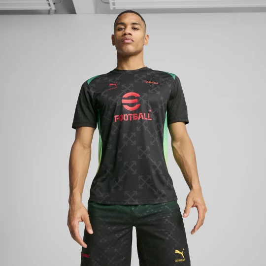 Foto van product PUMA AC MILAN x OFF-Witâ¢ prematch-shirt voor Heren, Zwart / Rood