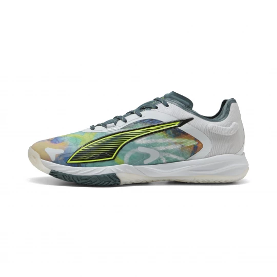Foto van product PUMA Accelerate NITROâ¢ SQD 4 Berlin handbalschoenen uniseks, Grijs / Geel / Zilver
