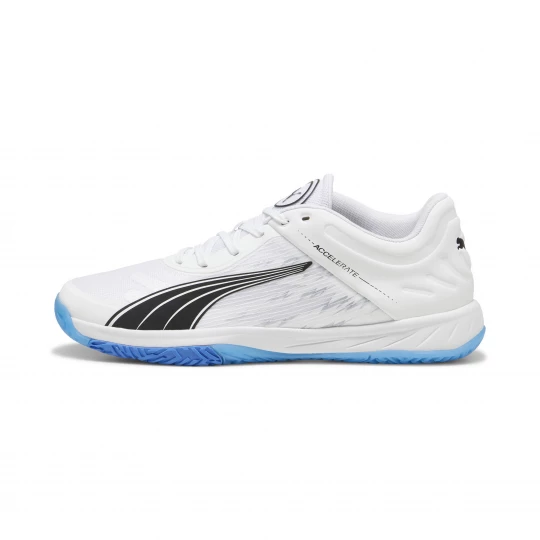 Foto van product PUMA Accelerate Turbo unisex zaalschoenen, Blauw / Wit