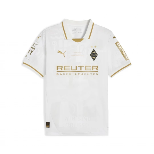 Foto van product PUMA Borussia MÃ¶nchengladbach 125-jarig jubileumshirt voor Heren, Wit / Goud