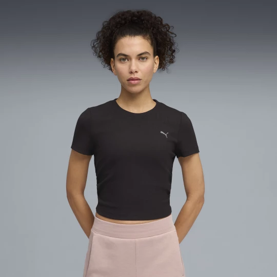 Foto van product PUMA CLOUDSPUN geribd slim-fit trainings-T-shirt voor Dames, Zwart