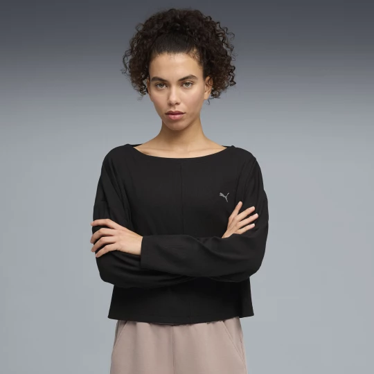 Foto van product PUMA CLOUDSPUN Rib Slouch Boxy T-shirt voor Dames, Zwart