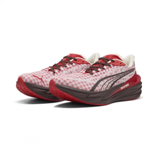 Foto van product PUMA Deviate NITROâ¢ 4 Check hardloopschoenen voor Heren, Rood / Wit