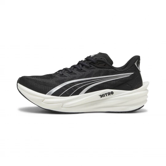 Foto van product PUMA Deviate NITROâ¢ 4 hardloopschoenen voor Dames, Zwart / Wit / Zilver