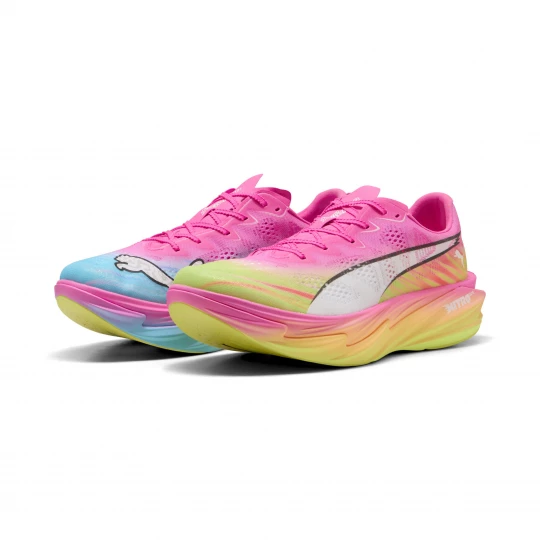 Foto van product PUMA Deviate NITROâ¢ Elite 4 Showtime hardloopschoenen voor Heren, Roze / Geel