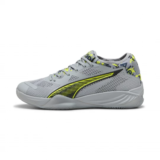 Foto van product PUMA Eliminate NITROâ¢ SQD 4 Berlin handbalschoenen uniseks, Zwart / Grijs / Geel