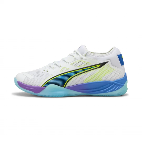 Foto van product PUMA Eliminate NITROâ¢ SQD 4 Game On handbalschoenen uniseks, Blauw / Rood / Wit