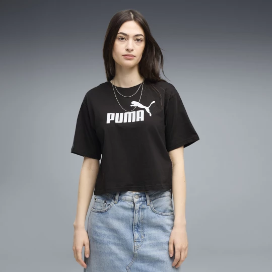 Foto van product PUMA ESS Cropped No. 1 Logo Relaxed T-shirt voor Dames, Zwart