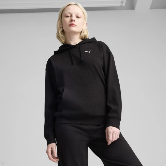 Foto van product PUMA ESS ELEVATED comfort ribhoodie voor Dames, Zwart