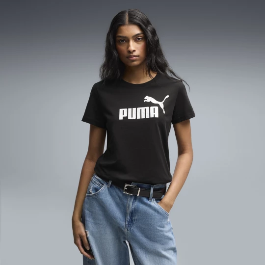 Foto van product PUMA ESS Metallic No. 1 Logo T-shirt voor Dames, Zwart / Zilver