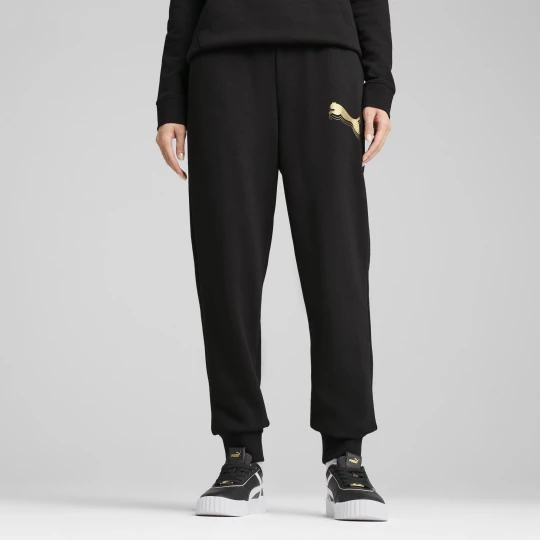Foto van product PUMA ESS Metallic sweatpants voor Dames, Zwart / Goud