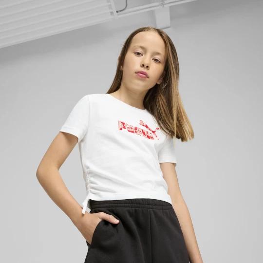 Foto van product PUMA Essentials Animal Logo Infill T-shirt met geknoopt detail voor Dames, Wit