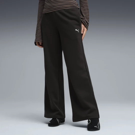 Foto van product PUMA Essentials Cat fleecebroek met wijde pijpen voor Dames, Zwart