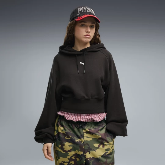 Foto van product PUMA Essentials Cropped hoodie met ballonmouwen voor Dames, Zwart