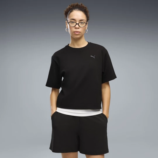 Foto van product PUMA Essentials Elevated Relaxed T-shirt voor Dames, Zwart